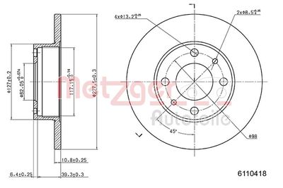 Brake Disc METZGER AUTOTEILE 6110418