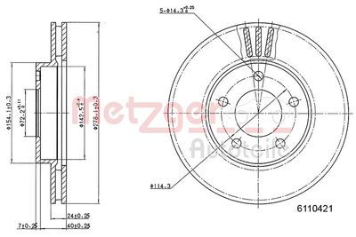 Brake Disc METZGER AUTOTEILE 6110421