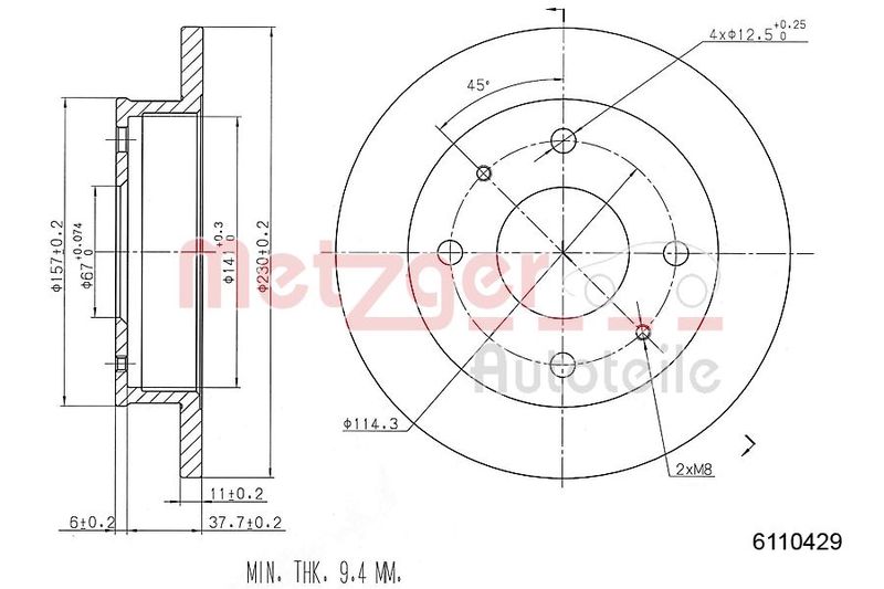 METZGER AUTOTEILE 6110429 Brake Disc
