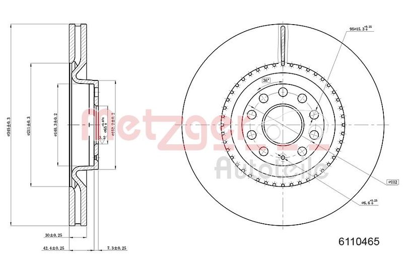 METZGER AUTOTEILE 6110465 Brake Disc