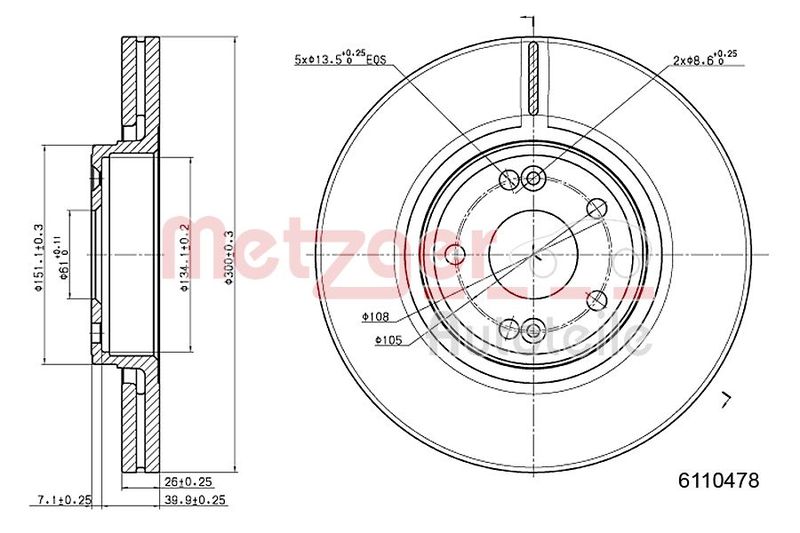 METZGER AUTOTEILE 6110478 Brake Disc