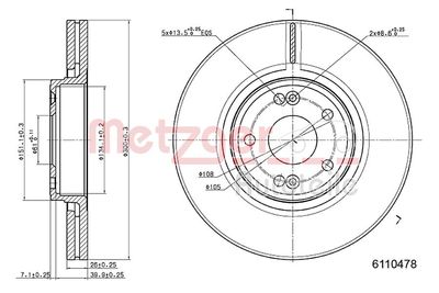 Brake Disc METZGER AUTOTEILE 6110478