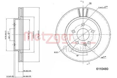 Brake Disc METZGER AUTOTEILE 6110480