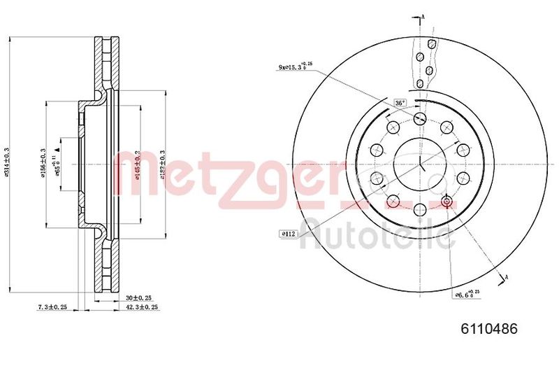 METZGER AUTOTEILE 6110486 Brake Disc