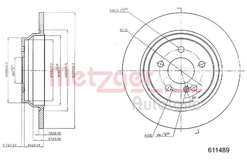 METZGER AUTOTEILE 6110489 Brake Disc