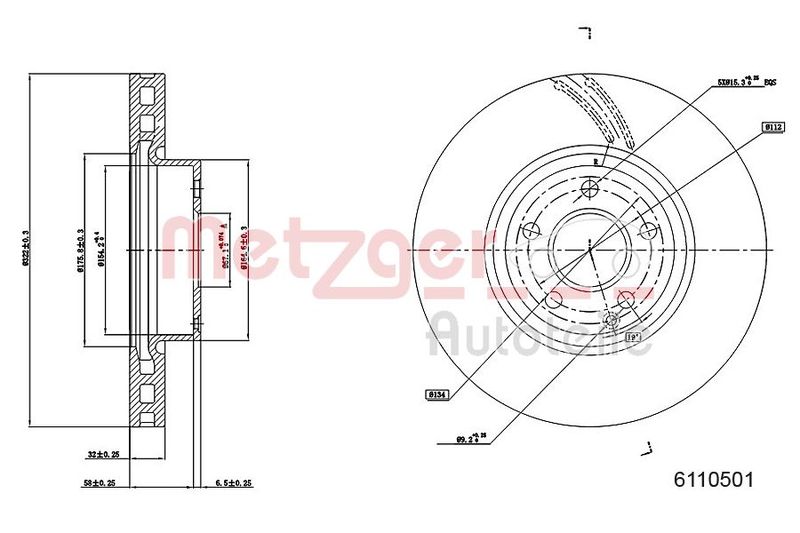 METZGER AUTOTEILE 6110501 Brake Disc