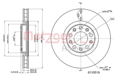 Brake Disc METZGER AUTOTEILE 6110519