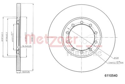 Brake Disc METZGER AUTOTEILE 6110540