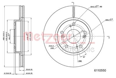 Brake Disc METZGER AUTOTEILE 6110550
