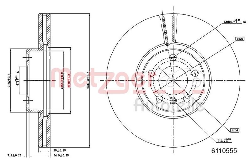 METZGER AUTOTEILE 6110555 Brake Disc