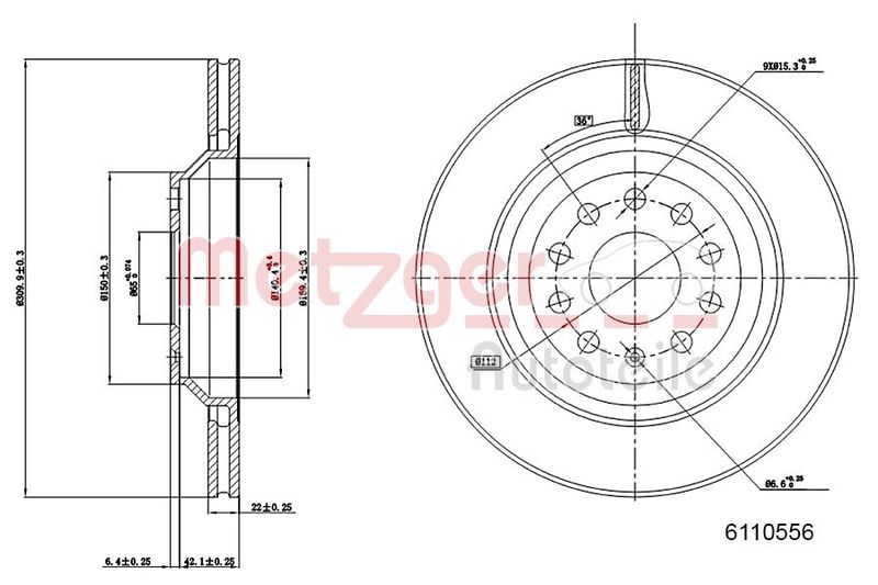 METZGER AUTOTEILE 6110556 Brake Disc
