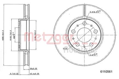 Brake Disc METZGER AUTOTEILE 6110561