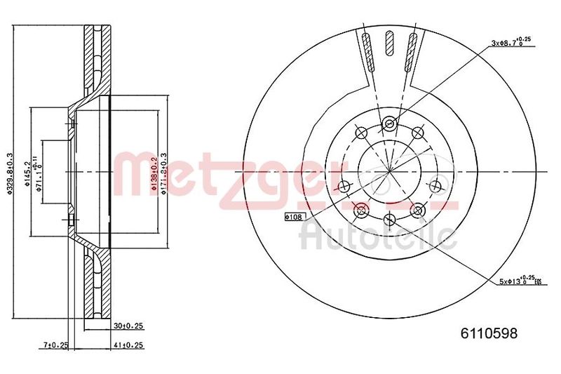 METZGER AUTOTEILE 6110598 Brake Disc