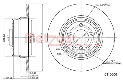 Brake Disc METZGER AUTOTEILE 6110606