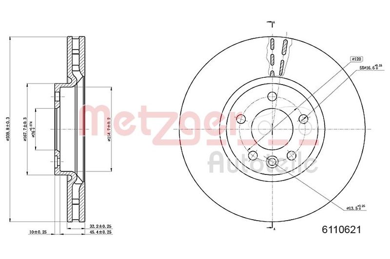 METZGER AUTOTEILE 6110621 Brake Disc