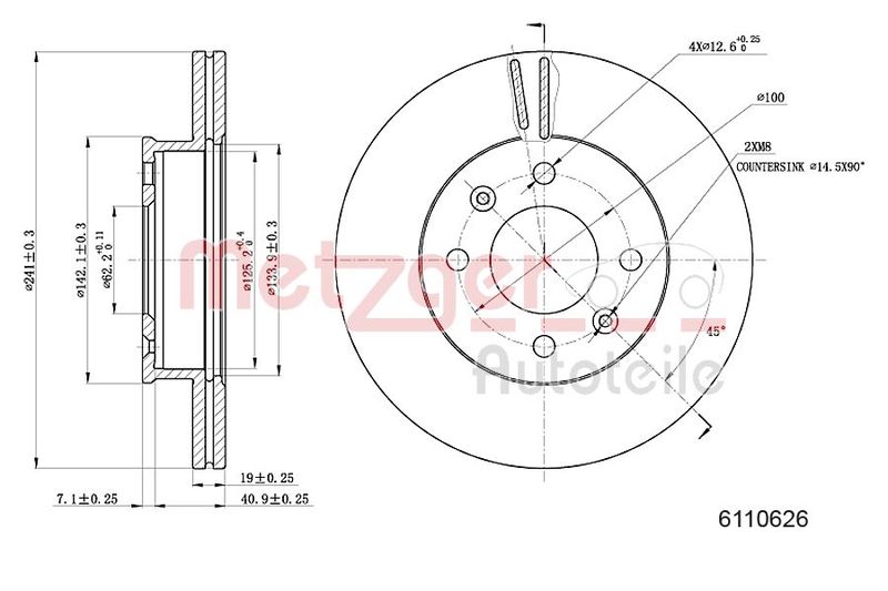 METZGER AUTOTEILE 6110626 Brake Disc