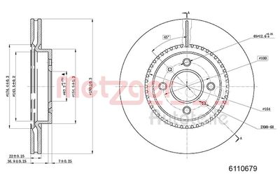 Brake Disc METZGER AUTOTEILE 6110679
