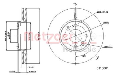 Brake Disc METZGER AUTOTEILE 6110681