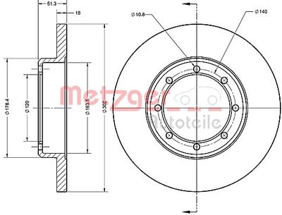 Brake Disc METZGER AUTOTEILE 6110686