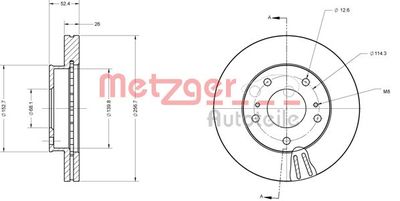 Brake Disc METZGER AUTOTEILE 6110702