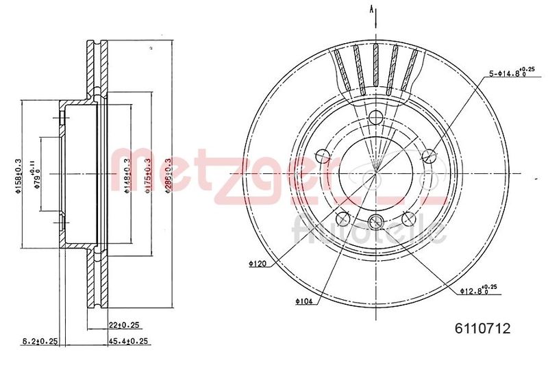 METZGER AUTOTEILE 6110712 Brake Disc