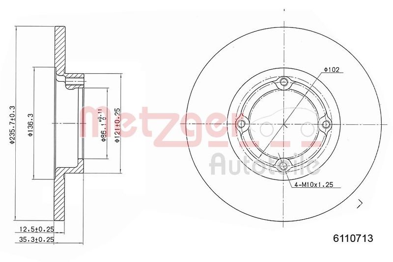 METZGER AUTOTEILE 6110713 Brake Disc