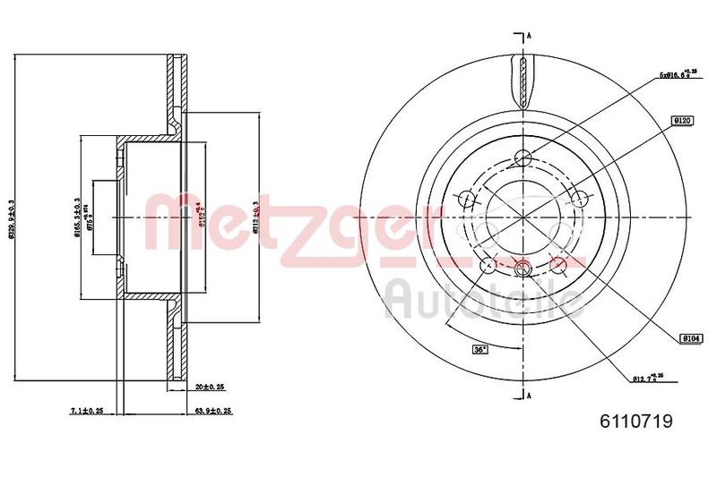 METZGER AUTOTEILE 6110719 Brake Disc