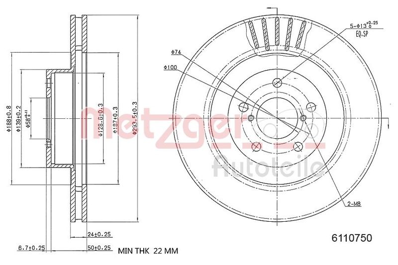METZGER AUTOTEILE 6110750 Brake Disc