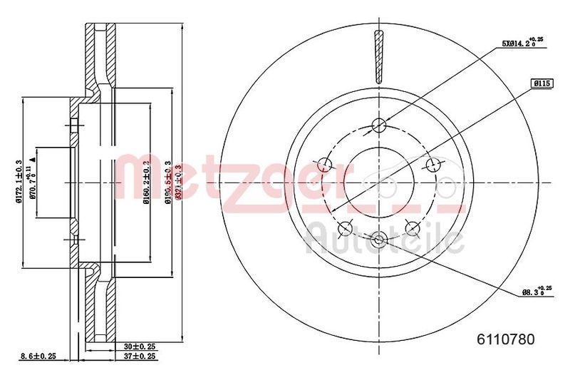METZGER AUTOTEILE 6110780 Brake Disc