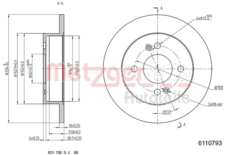 METZGER AUTOTEILE 6110793 Brake Disc