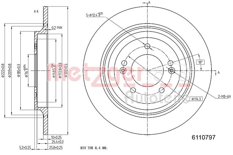 METZGER AUTOTEILE 6110797 Brake Disc