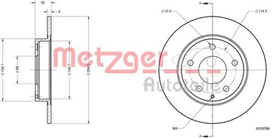 Brake Disc METZGER AUTOTEILE 6110799