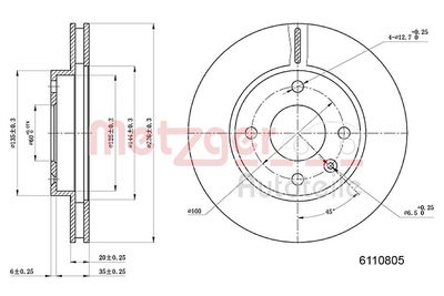 Brake Disc METZGER AUTOTEILE 6110805