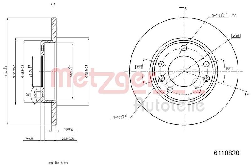 METZGER AUTOTEILE 6110820 Brake Disc