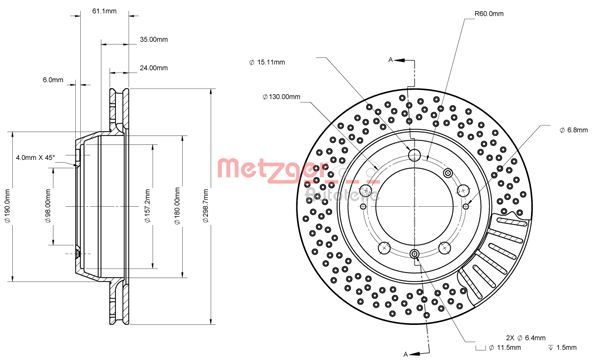 METZGER AUTOTEILE 6110841 Brake Disc