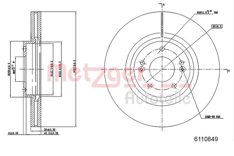METZGER AUTOTEILE 6110849 Brake Disc