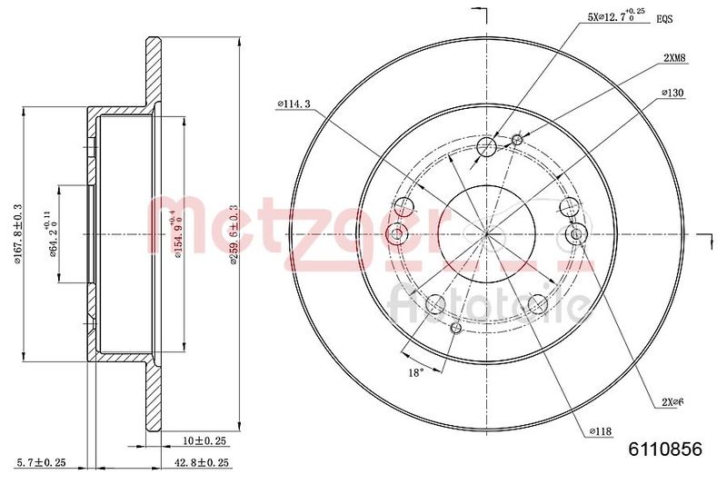METZGER AUTOTEILE 6110856 Brake Disc