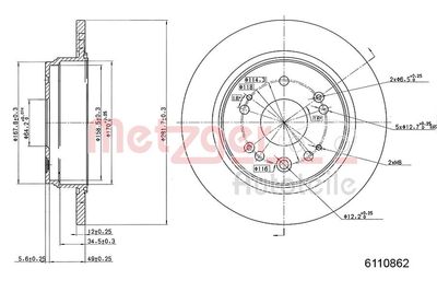 Brake Disc METZGER AUTOTEILE 6110862