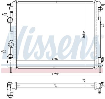 Radiator, engine cooling NISSENS 607085