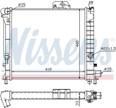 Radiator, engine cooling NISSENS 64039