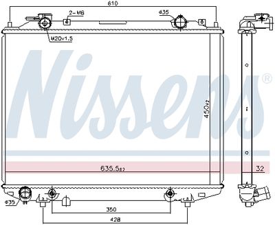 Radiator, engine cooling NISSENS 68535