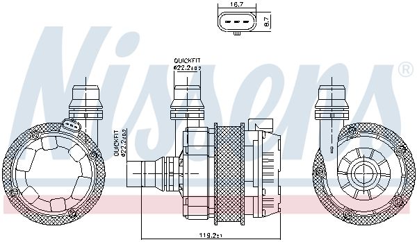 NISSENS 831351 Water Pump, engine cooling