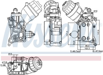 Oil Cooler, engine oil NISSENS 91355