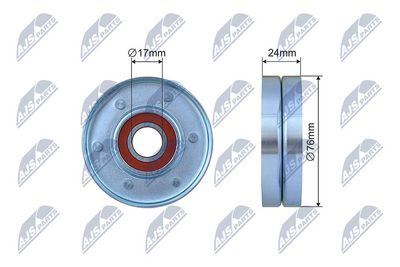 Tensioner Pulley, V-ribbed belt NTY RNK-AU-056