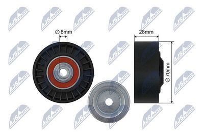 Deflection/Guide Pulley, V-ribbed belt NTY RNK-AU-064