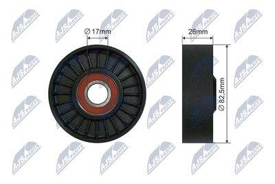 Tensioner Pulley, V-ribbed belt NTY RNK-AU-072