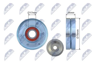 Tensioner Pulley, V-ribbed belt NTY RNK-AU-075