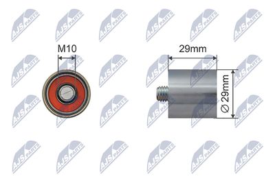 Tensioner Pulley, V-ribbed belt NTY RNK-AU-081