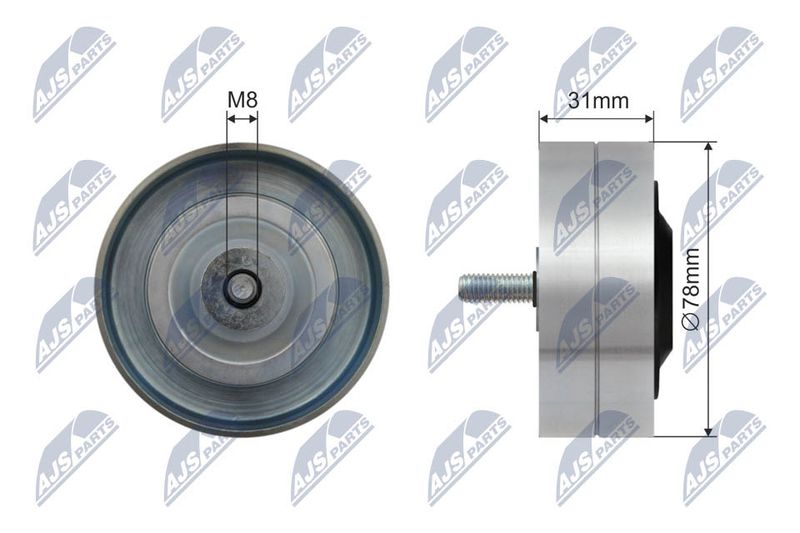 NTY RNK-AU-082 Deflection/Guide Pulley, V-ribbed belt