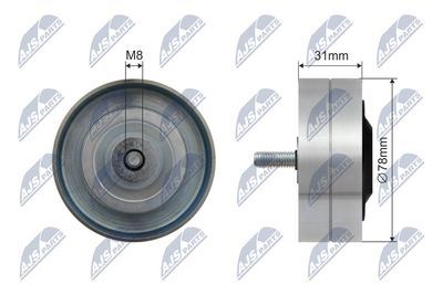Deflection/Guide Pulley, V-ribbed belt NTY RNK-AU-082
